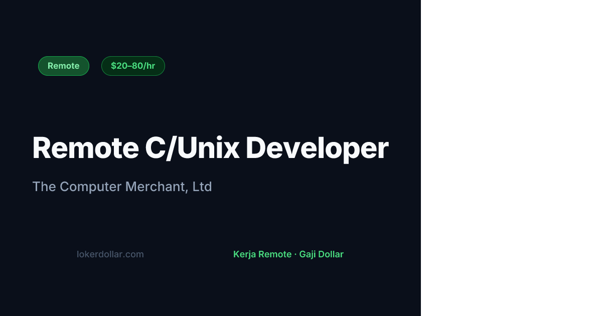 Remote C/Unix Developer at The Computer Merchant, Ltd | Loker Dollar